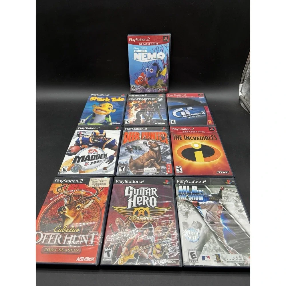 Lot of 10 PS2 Games CIB Madden 2003 Gran Turismo 3 Guitar Hero Finding Nemo +